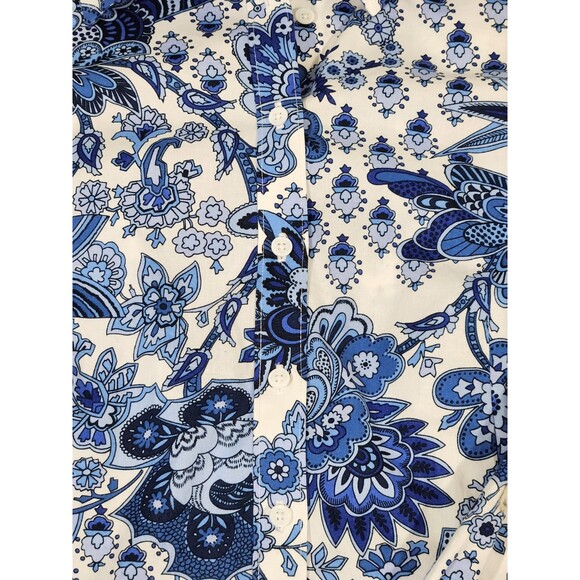 Talbots Blue Paisley Long Sleeve Button Shirt - Size 10 - Picture 3 of 11